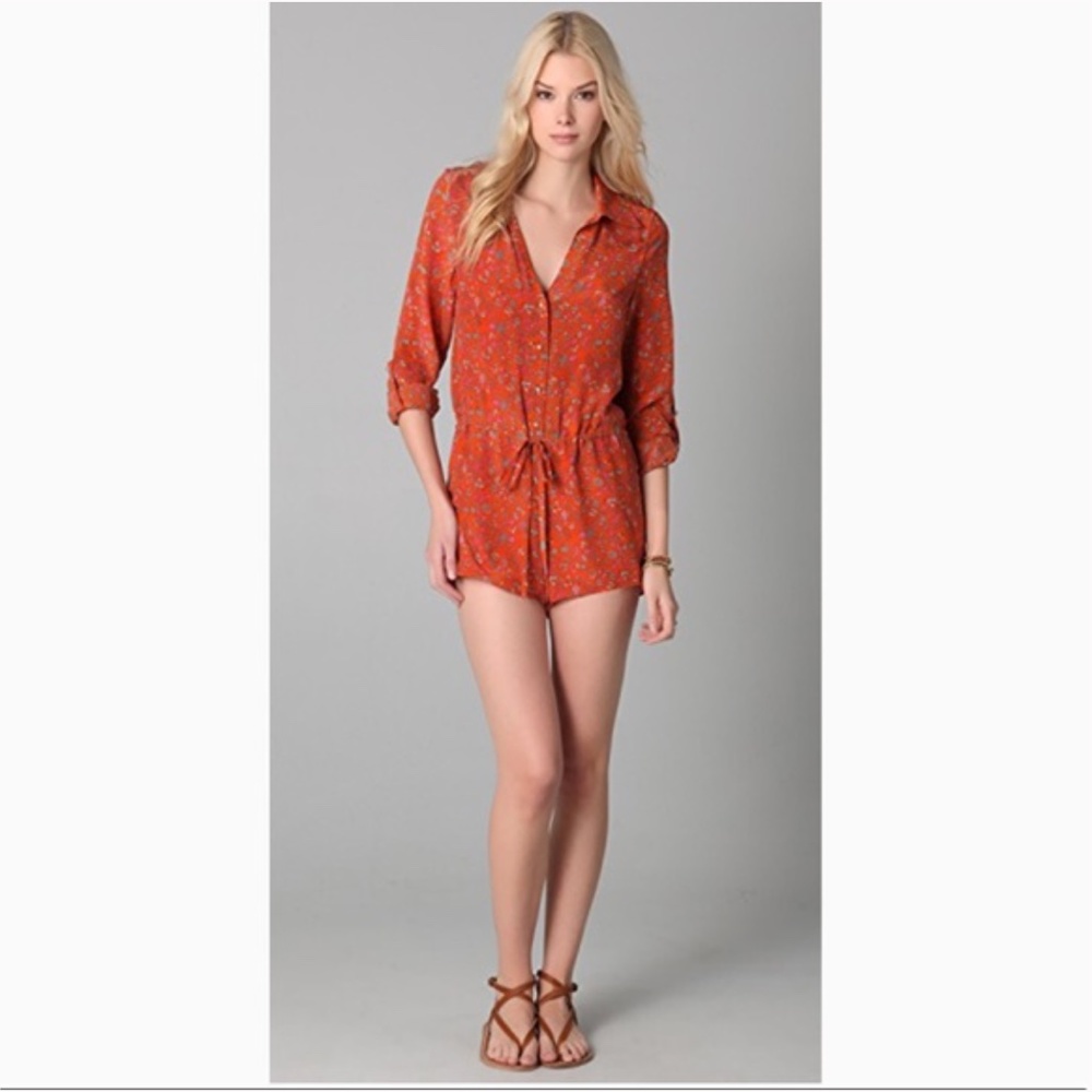 Dallin Chase Fieldstone 100% Silk Longsleeve Romper or Jumpsuit